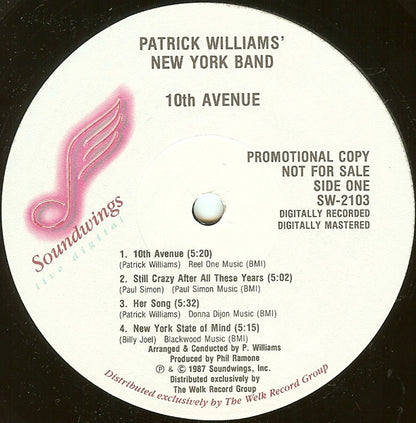 Patrick Williams' New York Band : 10th Avenue (LP, Album, Promo)