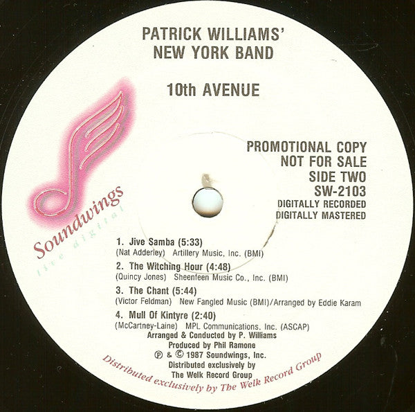 Patrick Williams' New York Band : 10th Avenue (LP, Album, Promo)