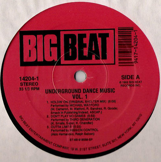 Various : Underground Dance Music Vol. 1 (LP, Comp)