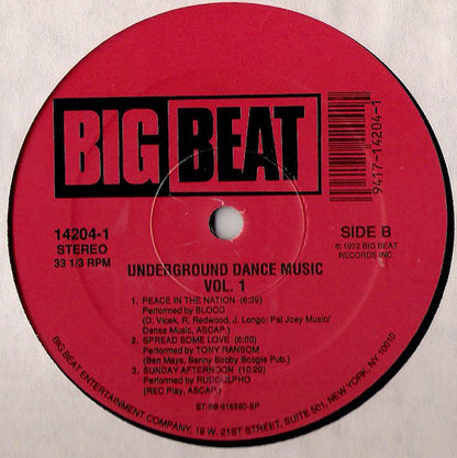 Various : Underground Dance Music Vol. 1 (LP, Comp)