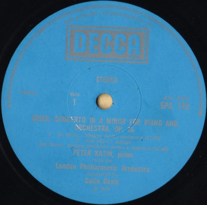 Edvard Grieg / Henry Litolff, Peter Katin : Piano Concerto / Peer Gynt - Suite No. 1 / "Scherzo" (LP, Comp, Sil)
