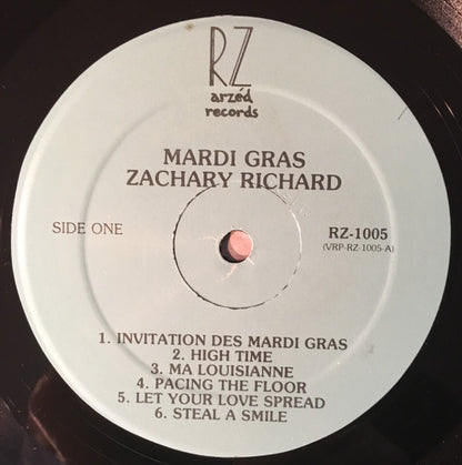 Zachary Richard : Mardi Gras (LP, Album, RE)
