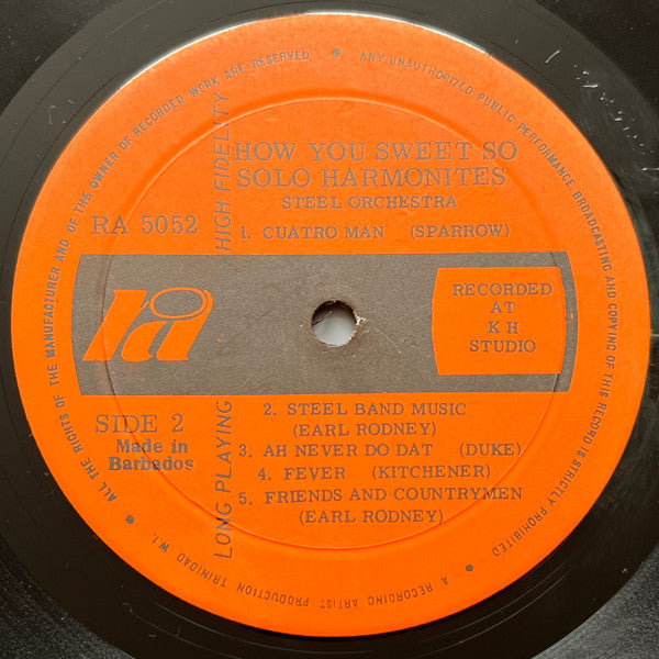 Solo Harmonites Steel Orchestra : How You Sweet So! (LP, Album, Ora)