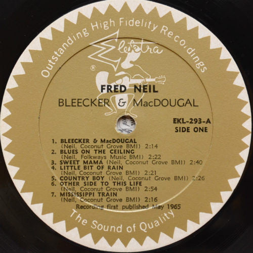 Fred Neil : Bleecker & MacDougal (LP, Album, Mono)