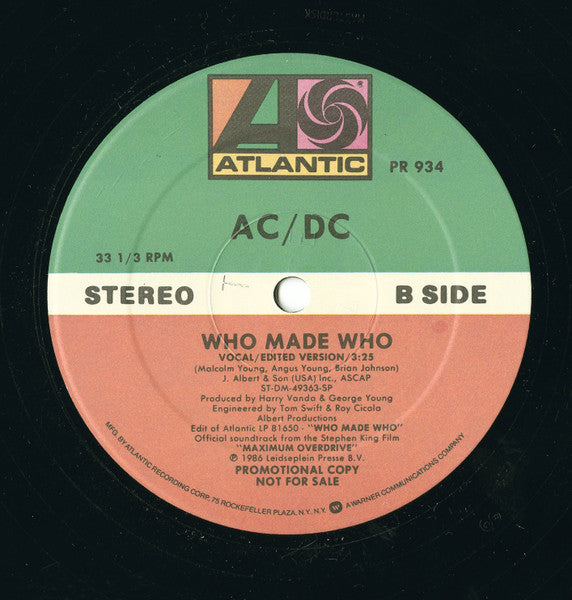 AC/DC : You Shook Me All Night Long (12", Promo)