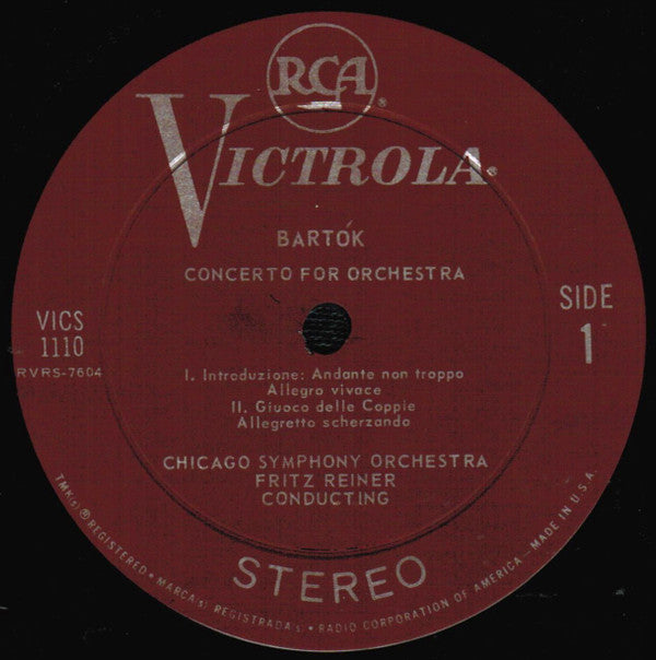 Béla Bartók, Fritz Reiner, Chicago Symphony Orchestra : Concerto For Orchestra (LP, RE)