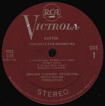 Béla Bartók, Fritz Reiner, Chicago Symphony Orchestra : Concerto For Orchestra (LP, RE)