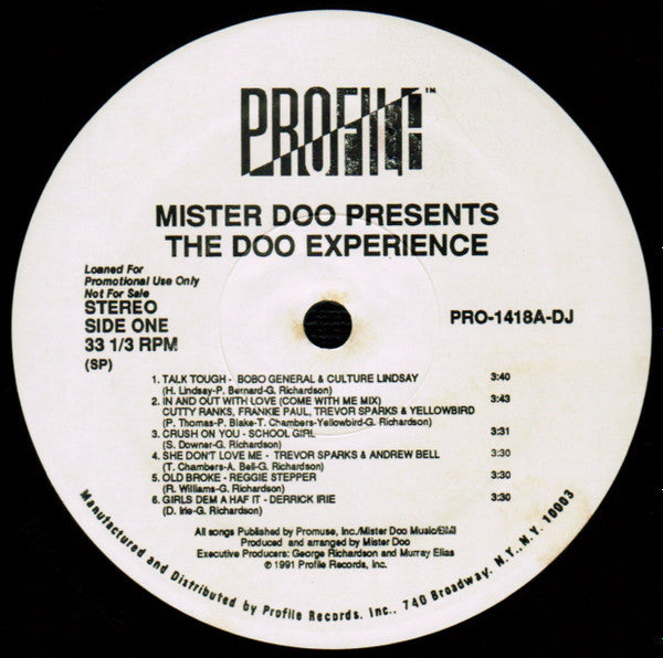 Various : Mister Doo Presents The Doo Experience (LP, Comp, Promo, Spe)