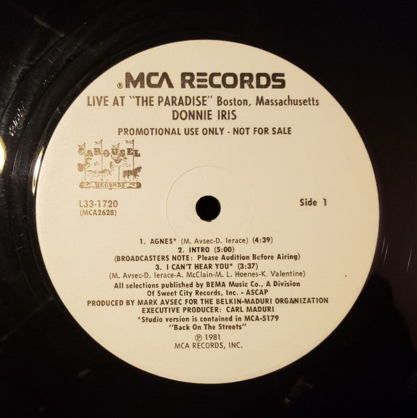 Donnie Iris : Live (12", EP, Promo)