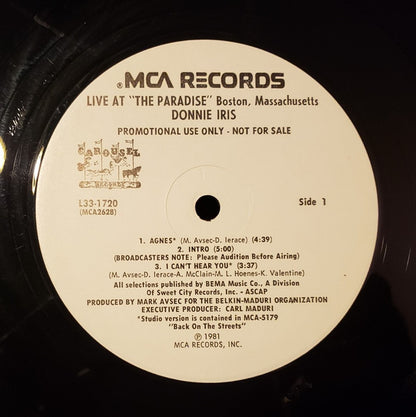 Donnie Iris : Live (12", EP, Promo)