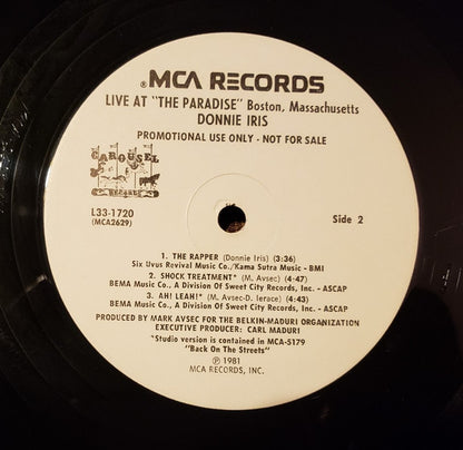Donnie Iris : Live (12", EP, Promo)