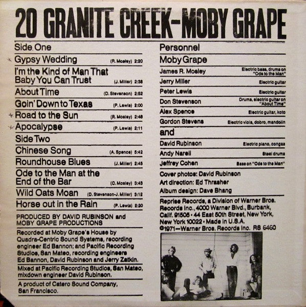 Moby Grape : 20 Granite Creek (LP, Album, Pit)
