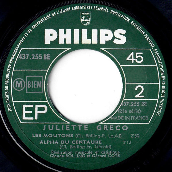 Juliette Gréco : 21e Série (7", EP)