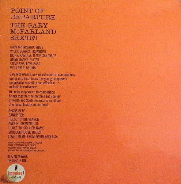 The Gary McFarland Sextet : Point Of Departure (LP, Album, RE)