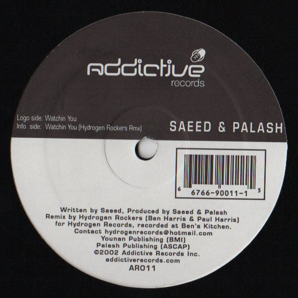 Saeed & Palash : Watchin You (Hydrogen Rockers Remixes) (12")