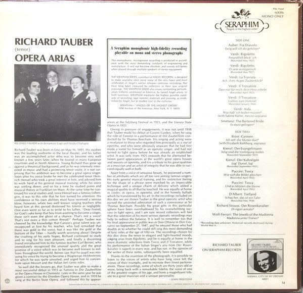 Richard Tauber : Opera Arias (LP, Comp, Mono)