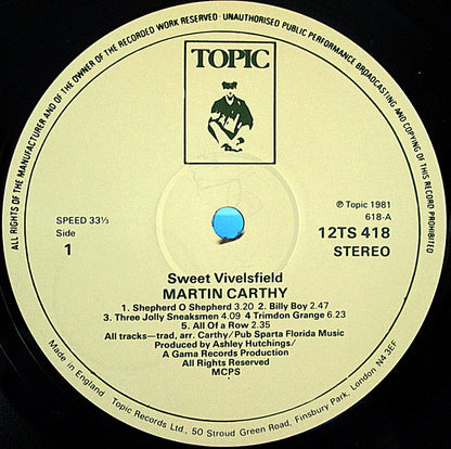 Martin Carthy : Sweet Wivelsfield (LP, Album, RE)