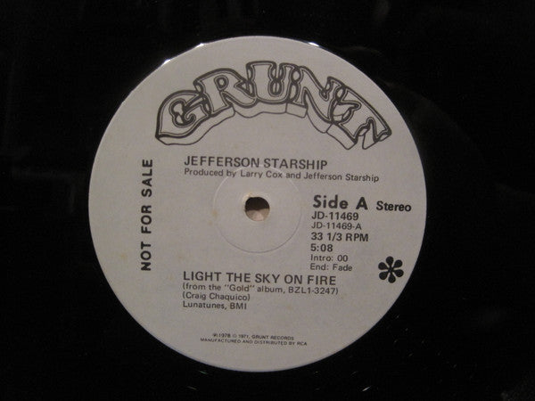 Jefferson Starship : Light The Sky On Fire / Hyperdrive (12", Promo)