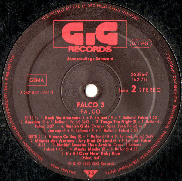 Falco : 3 (LP, Album, Club)