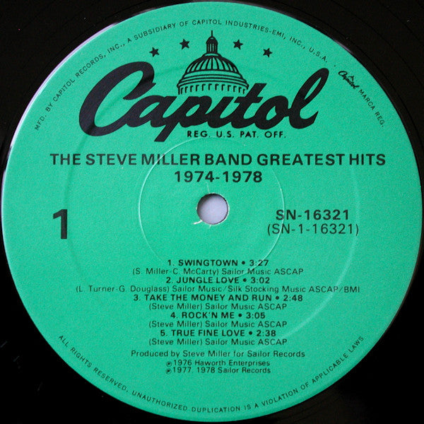 Steve Miller Band : Greatest Hits 1974-78 (LP, Comp, RE, Spe)