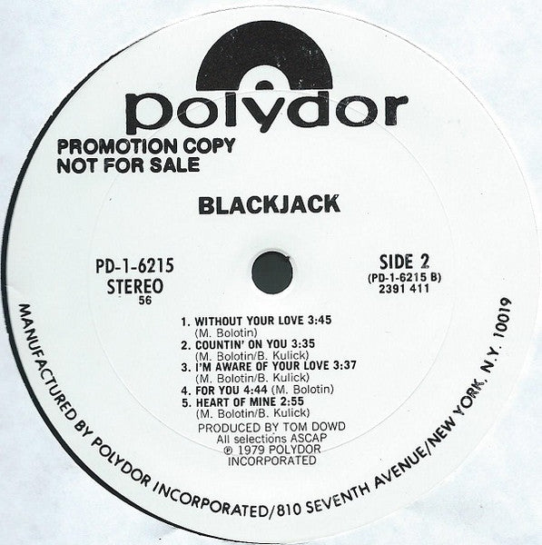 Blackjack (8) : Blackjack (LP, Album, Promo, 56 )
