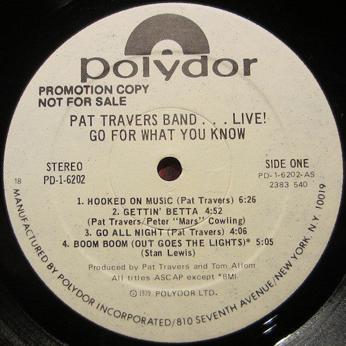 Pat Travers Band : Live! Go For What You Know (LP, Album, Promo, 18 )
