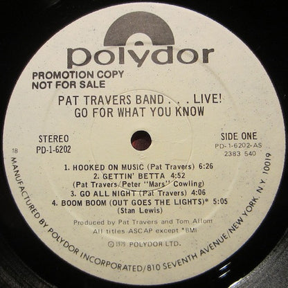 Pat Travers Band : Live! Go For What You Know (LP, Album, Promo, 18 )