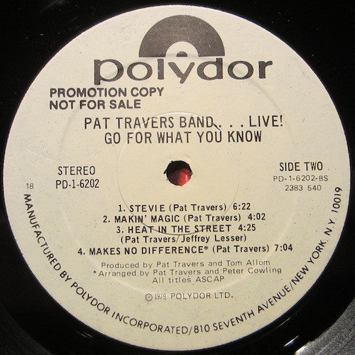 Pat Travers Band : Live! Go For What You Know (LP, Album, Promo, 18 )