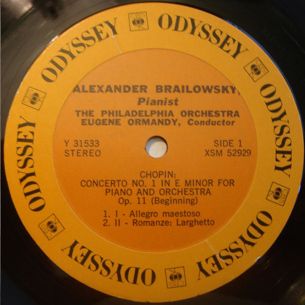 Frédéric Chopin, Franz Liszt - Alexander Brailowsky / Eugene Ormandy, The Philadelphia Orchestra : Concerto No. 1 In E Minor / Todtentanz (LP, RE)