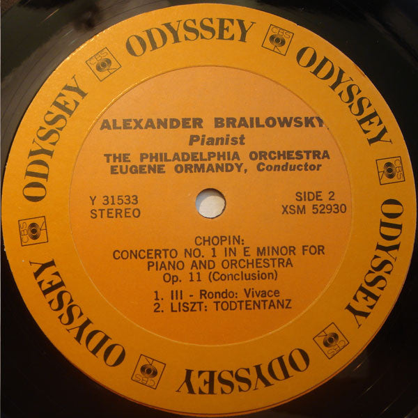 Frédéric Chopin, Franz Liszt - Alexander Brailowsky / Eugene Ormandy, The Philadelphia Orchestra : Concerto No. 1 In E Minor / Todtentanz (LP, RE)