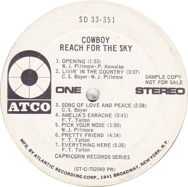Cowboy (6) : Reach For The Sky (LP, Album, Promo, PR)