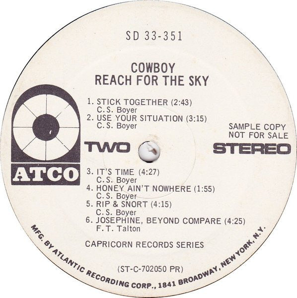Cowboy (6) : Reach For The Sky (LP, Album, Promo, PR)