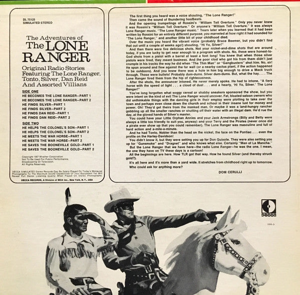 George W. Trendle : The Adventures Of The Lone Ranger (LP, Album, RE)