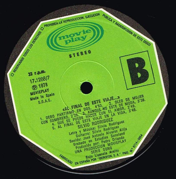 Silvio Rodríguez : 1968/1970 "Al Final De Este Viaje..." (LP, Album, Gat)