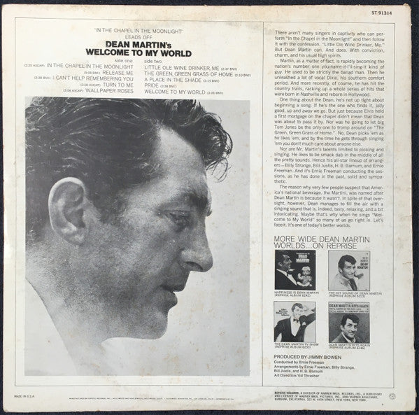 Dean Martin : Welcome To My World (LP, Album, Club, Jac)