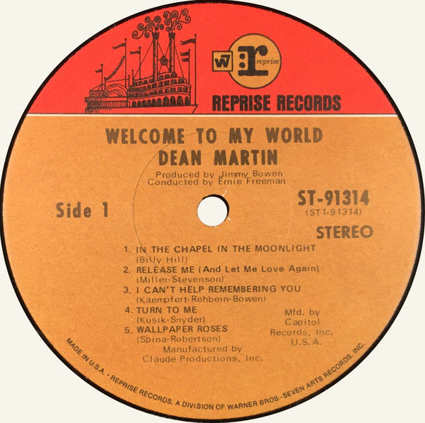 Dean Martin : Welcome To My World (LP, Album, Club, Jac)