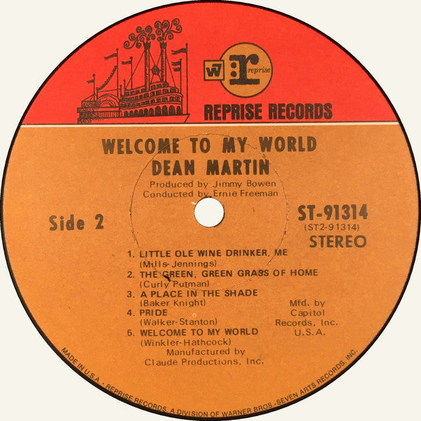 Dean Martin : Welcome To My World (LP, Album, Club, Jac)