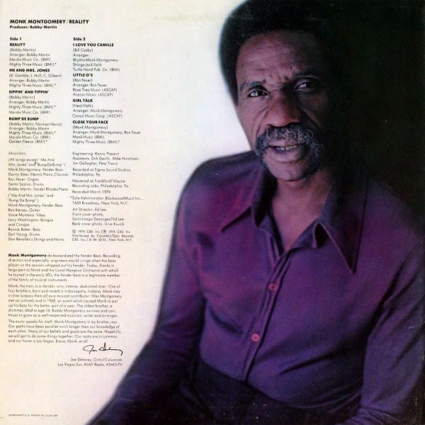 Monk Montgomery : Reality (LP, Album, Promo)