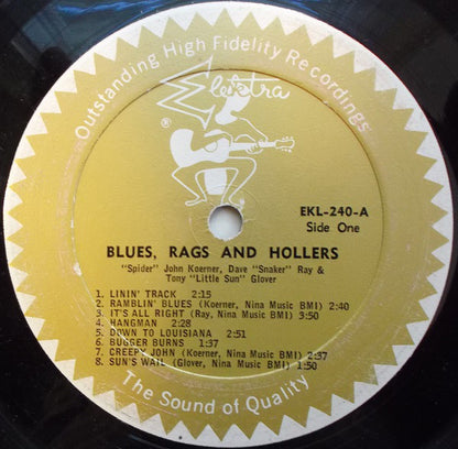 Koerner, Ray & Glover : Blues, Rags And Hollers (LP, Album, Mono, RE)