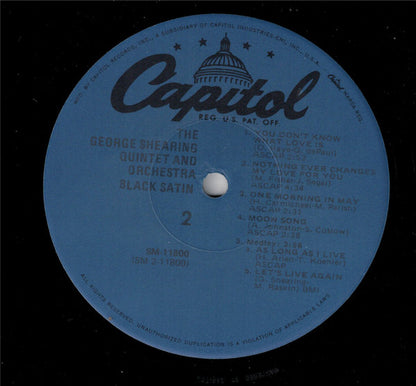 The George Shearing Quintet And The George Shearing Orchestra : Black Satin (LP, Album, Mono, RE, Jac)