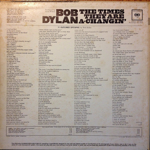 Bob Dylan : The Times They Are A-Changin' (LP, Album, Mono, Pit)