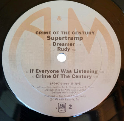 Supertramp : Crime Of The Century (LP, Album, y  )