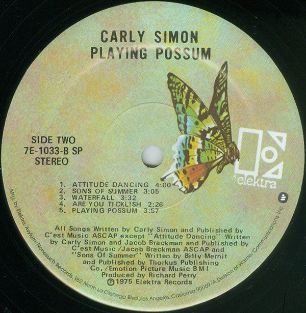 Carly Simon : Playing Possum (LP, Album, SP )