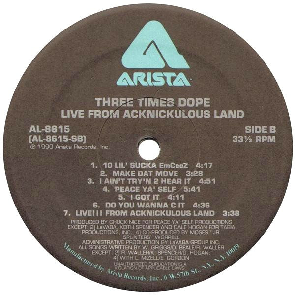 Three Times Dope : Live From Acknickulous Land (LP, Album)