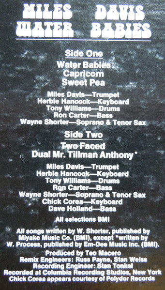 Miles Davis : Water Babies (LP, Album, Pit)