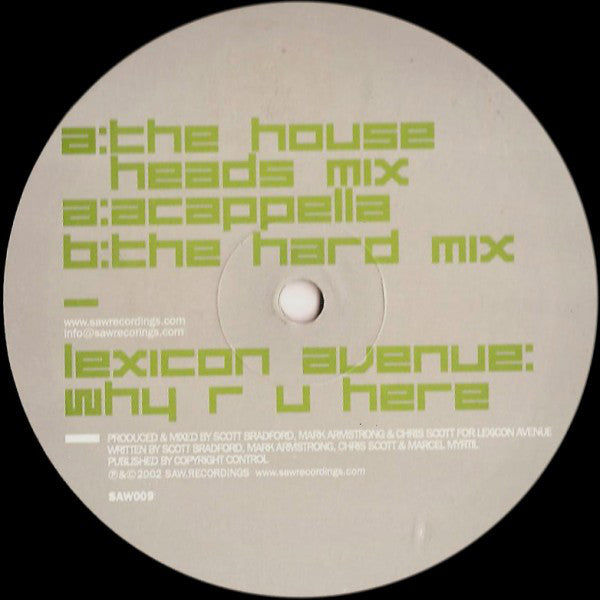 Lexicon Avenue : Why R U Here (12")