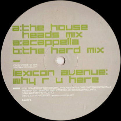 Lexicon Avenue : Why R U Here (12")
