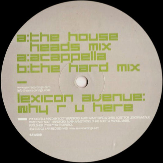 Lexicon Avenue : Why R U Here (12")