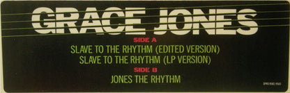 Grace Jones : Slave To The Rhythm / Jones The Rhythm (12", Single, Promo)