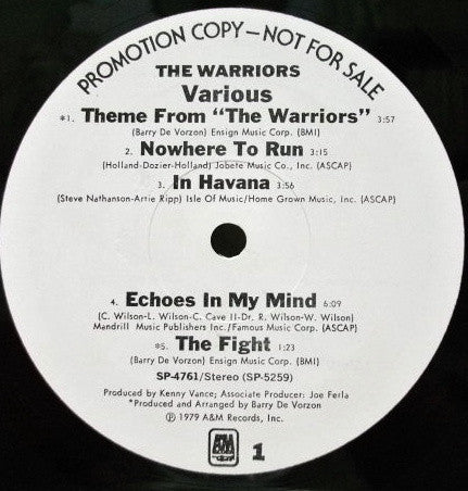 Various : The Warriors (The Original Motion Picture Soundtrack) (LP, Promo, Mon)